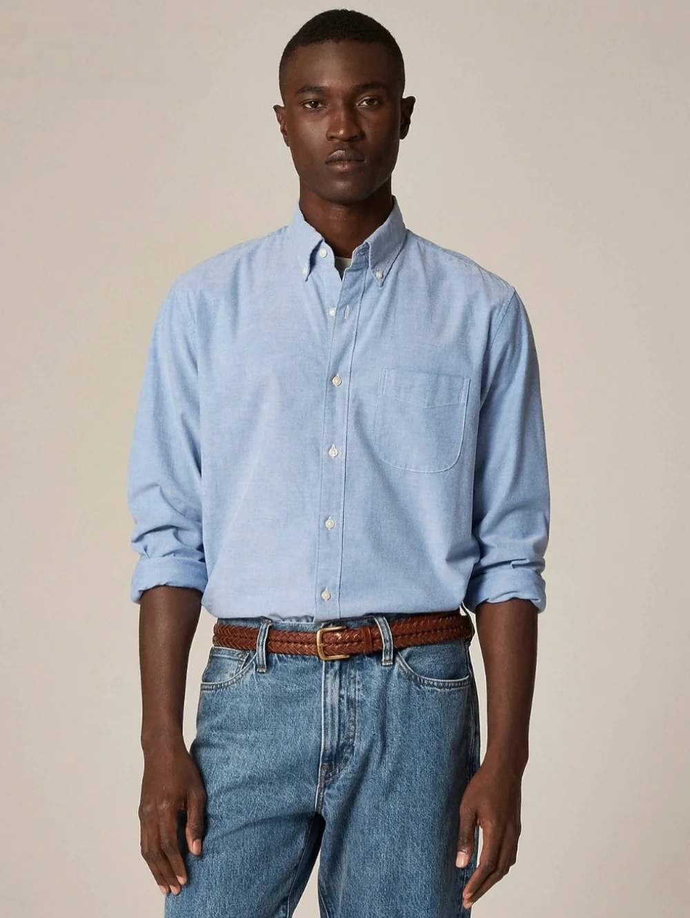 J. Crew Light Blue Button-Down Shirt Large Academia Business Casual Preppy
